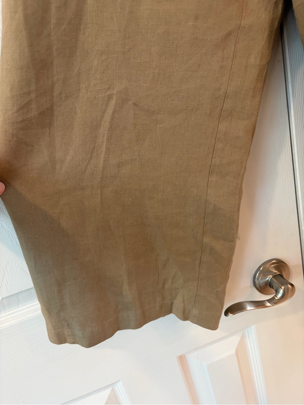 Eileen Fisher Tan Irish Linen Wide Leg Drawstring Cropped Pants Size M/L - Picture 3 of 13